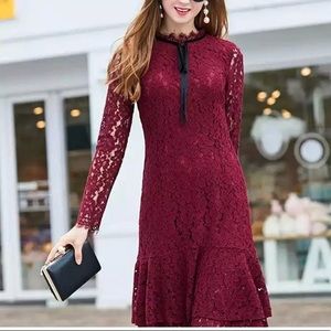 Burgundy lace dress